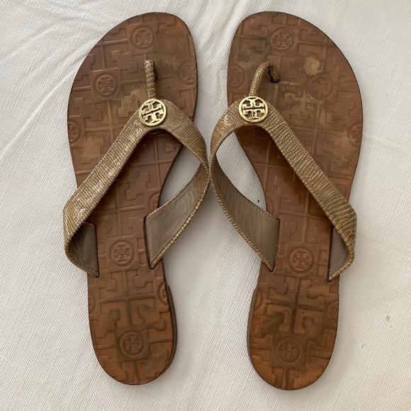 Tory Burch Thora Leather Sandals 9 - Picture 1 of 7